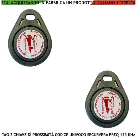 Chiave Di Prossimità 2 Trasponder Alta Sicurezza Codice Univoco Securvera Em-4100 Frequenza 125 Khz Con Foro Portachia - Foto 1