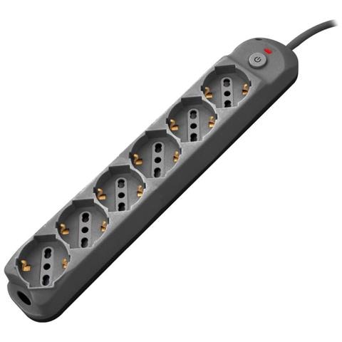 Multipresa 6pos bipasso /schuko + interrutt nuovo modello nera - Foto 1