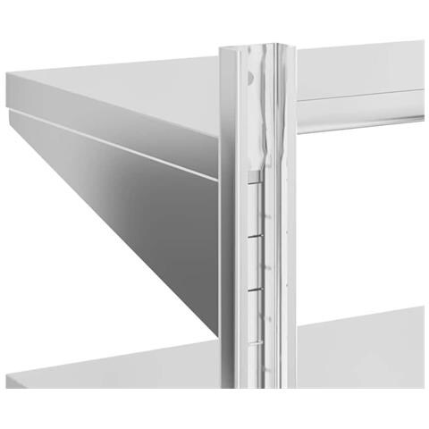 Mensola Muro 2 Ripiani 50x30x48 cm Argento Acciaio Inossidabile - Foto 2