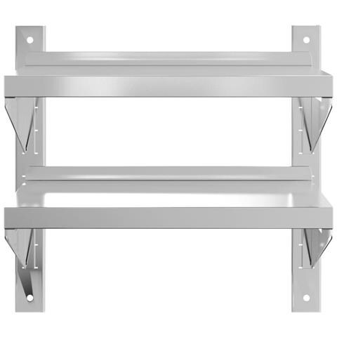 Mensola Muro 2 Ripiani 50x30x48 cm Argento Acciaio Inossidabile - Foto 10