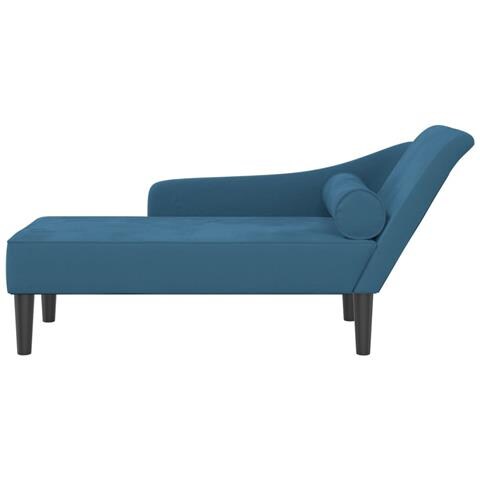 Chaise Longue con Cuscini Blu in Velluto - Foto 3