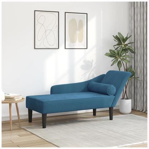 Chaise Longue con Cuscini Blu in Velluto - Foto 1