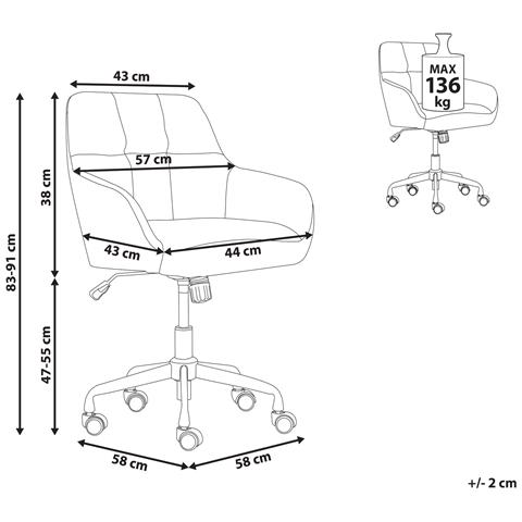 Sedia Da Scrivania Palmdale Grigio - Foto 7