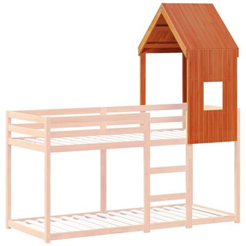 Tetto Letto Bambini Marrone Cera 60x99x139,5 Cm Massello Pino - Foto 3