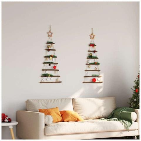 Alberi Di Natale Sospesi Con Stelle 2 Pz 42x90 Cm Ramo Naturale - Foto 2