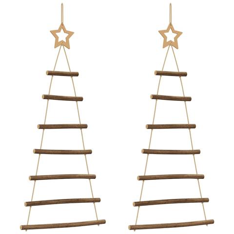 Alberi Di Natale Sospesi Con Stelle 2 Pz 42x90 Cm Ramo Naturale - Foto 1