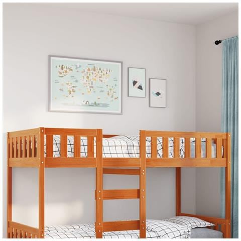 Letto Bambini Senza Materasso Marrone Cera 90x190 Cm Legno Pino - Foto 1