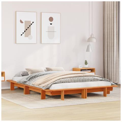 Letto Senza Materasso Marrone Cera 120x200 Cm In Legno Di Pino - Foto 1