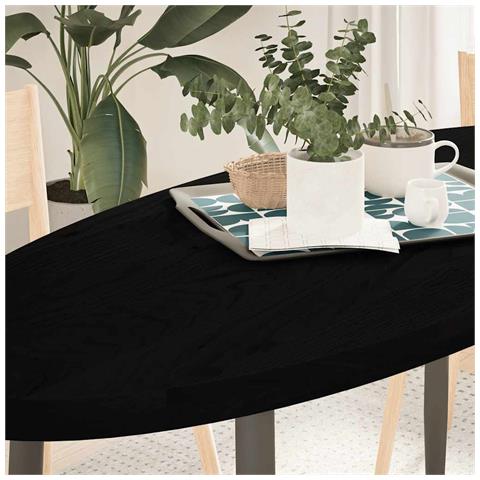 Piano Tavolo Marrone Scuro 140x60x4 Cm In Rovere Massello Ovale - Foto 1