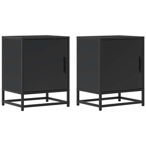 Comodini 2pz Neri 40x31x50 Cm Legno Multistrato Metallo - Foto 2