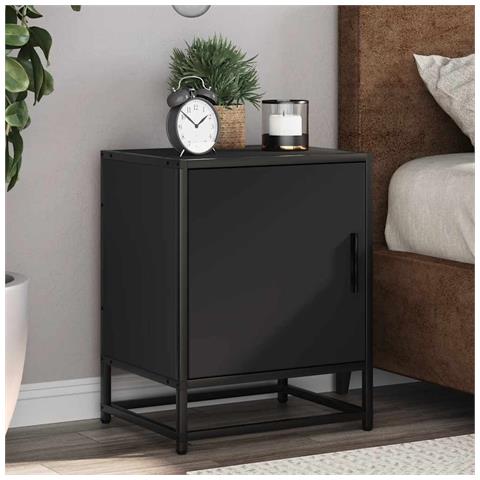 Comodini 2pz Neri 40x31x50 Cm Legno Multistrato Metallo - Foto 1