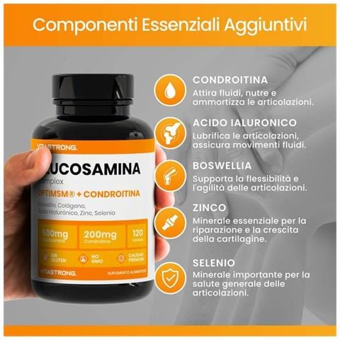 Glucosamina Condroitina Msm - Collagene, Acido Ialuronico, Zinco, Selenio, Boswellia - Integratore Per Le Articolazioni - Foto 4