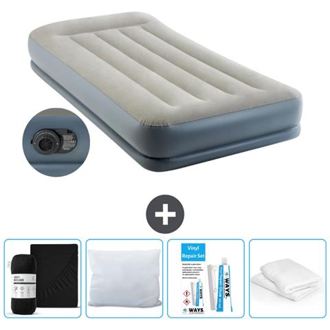 Set Materassino Gonfiabile - 191x99x30 Cm - Grigio - Include Accessori Coordinati - Foto 1