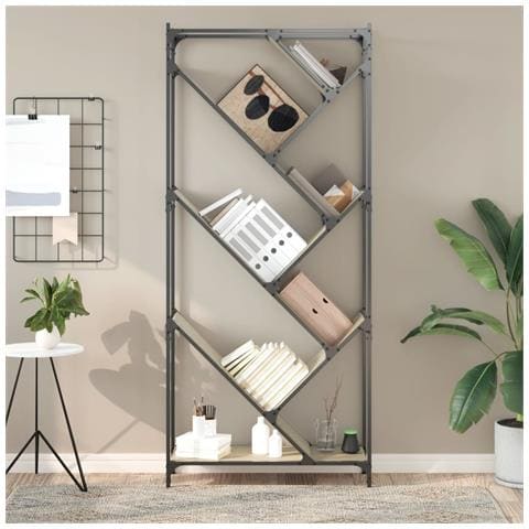 Lusso Casadino - Libreria Rovere Sonoma 79x30x180cm Legno Multistrato E Metallo - Foto 2