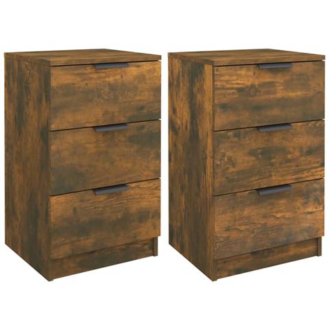 Lusso Casadino -  Comodini 2 Pz Rovere Fumo 40x36x65 Cm - Foto 1