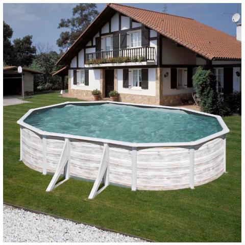 Piscina In Acciaio Con Decorazione Nordica Finlandia 500 X 300 X 120 Cm Ovale - Foto 1