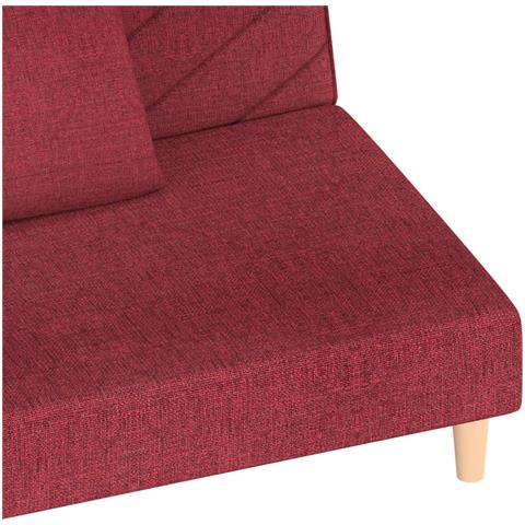 Divano Letto a 2 Posti con 2 Cuscini Rosso Vino in Tessuto - Foto 9