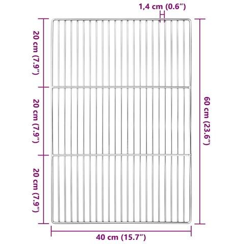 Griglia BBQ  con manici rettangolare 60x40 cm in acciaio inossidabile 304 - Foto 6