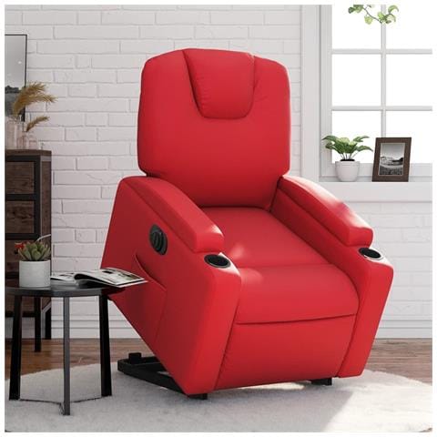 Poltrona Alzapersona Reclinabile Elettrica Rossa in Similpelle - Foto 2