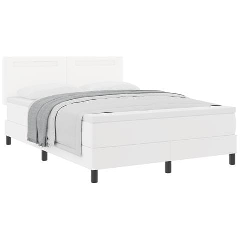 Letto a Molle con Materasso Bianco 140x190 cm in Pelle Sintetica, Testiera Design Semplice Bianco Puro 140 cm in Pelle Sintetica - Foto 1