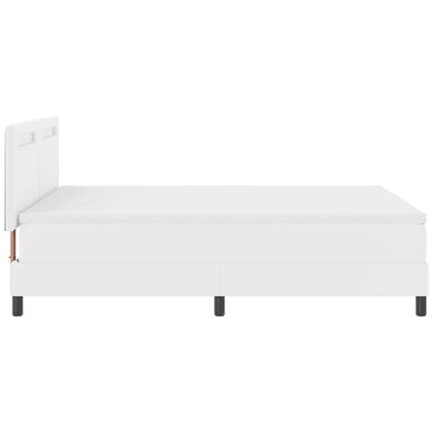 Letto a Molle con Materasso Bianco 140x190 cm in Pelle Sintetica, Testiera Design Semplice Bianco Puro 140 cm in Pelle Sintetica - Foto 9