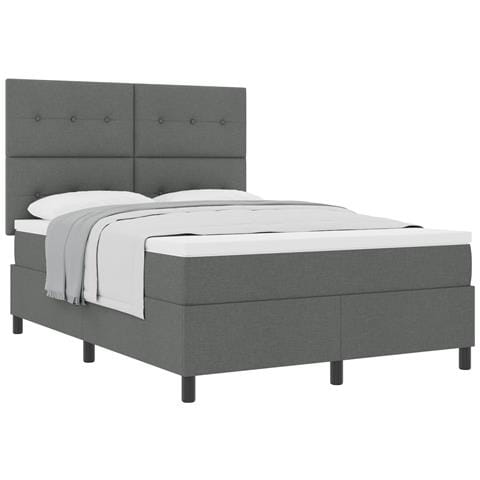 Letto Box Spring con Materasso Grigio Scuro 160x200 cm Tessuto - Foto 1