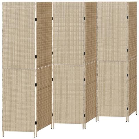 Partitione 6 Pannelli Pieghevole Beige 294x180 cm in Polirattan - Foto 1