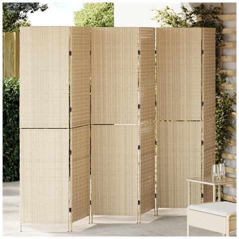 Partitione 6 Pannelli Pieghevole Beige 294x180 cm in Polirattan - Foto 2