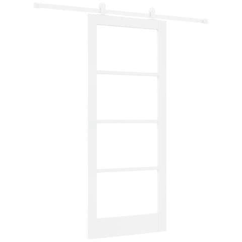 Porta Scorrevole con Set Hardware 'ORKDAL'Legno Massello Bianca e Vetro - Foto 1