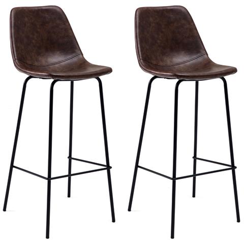 Set Di 2 Sgabelli Vintage Lucien Marrone - Altezza Seduta 75cm - Foto 1