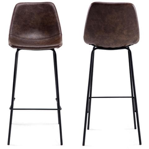 Set Di 2 Sgabelli Vintage Lucien Marrone - Altezza Seduta 75cm - Foto 5