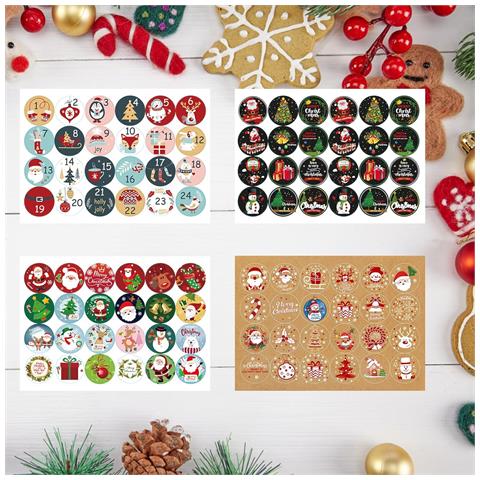 Set Di Adesivi A Tema Natalizio 8 Fogli Da 24 Adesivi Per Natale - Foto 6