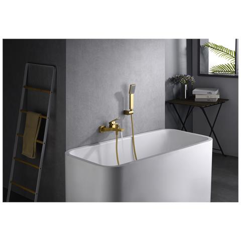 Imex Miscelatore Vasca-doccia Corpo Ottone Finitura Oro Spazzolato Pvd Tubo Flessibile Pvc 180 Cm Supporto Doccia Abs Maniglia Quadrata Cartuccia Ceramica Ø35 Mm Modello Imex-bdar025-4oc - Foto 1