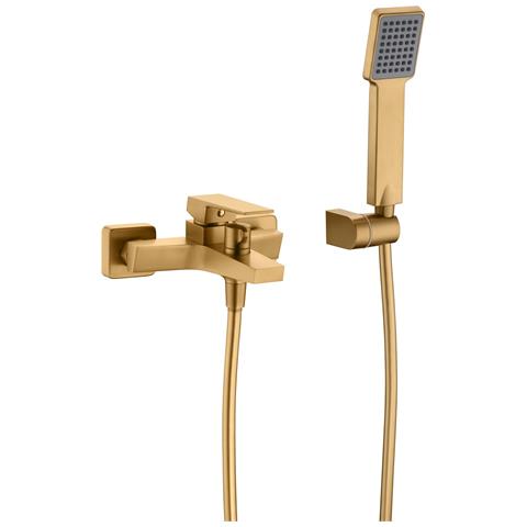 Imex Miscelatore Vasca-doccia Corpo Ottone Finitura Oro Spazzolato Pvd Tubo Flessibile Pvc 180 Cm Supporto Doccia Abs Maniglia Quadrata Cartuccia Ceramica Ø35 Mm Modello Imex-bdar025-4oc - Foto 2