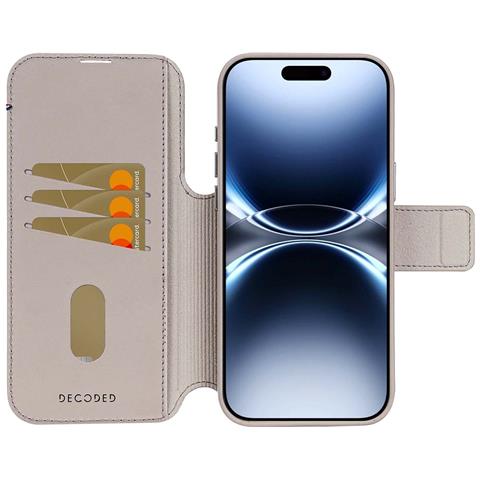 Custodia A Libro Per Iphone 17 Pro Magsafe In Pelle Con Cover Staccabile, Beige - Foto 2