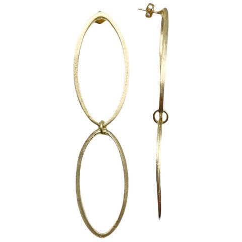 Orecchino Pendente Ovale Doppio In Oro - Foto 1