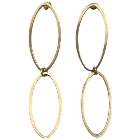 Orecchino Pendente Ovale Doppio In Oro - Foto 2