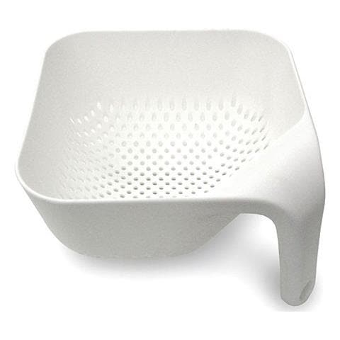Colino Quadrato Bianco Scolapasta Ergonomico Con Manico Verticale Antiscivolo Lavabile In Lavastoviglie Design Compatto E Moderno - Foto 1