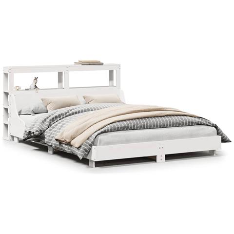 Letto senza Materasso Bianco 120x190 cm Legno Massello di Pino - Foto 1