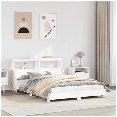 Letto senza Materasso Bianco 120x190 cm Legno Massello di Pino - Foto 2