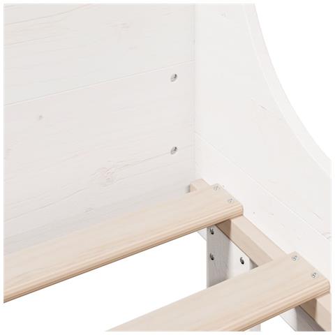 Letto senza Materasso Bianco 120x190 cm Legno Massello di Pino - Foto 9