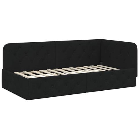 Cornice del letto ad angolo Nero 100 x 200 cm Tessuto - Foto 1