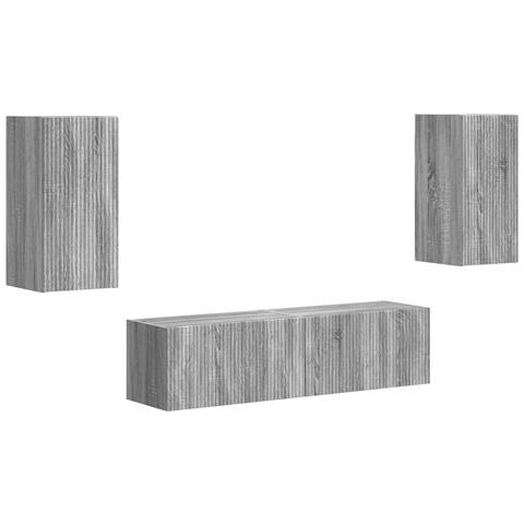 Set mobile TV 4 pcs Grigio Sonoma Legno multistrato - Foto 1