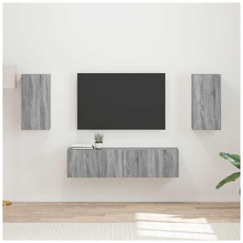 Set mobile TV 4 pcs Grigio Sonoma Legno multistrato - Foto 2
