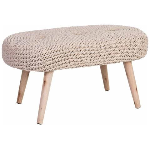 Panca In Legno E Cotone 82x43x43h Cm Beige - Foto 1