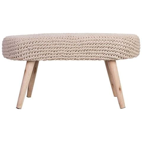 Panca In Legno E Cotone 82x43x43h Cm Beige - Foto 2