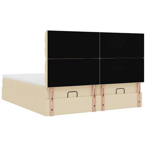 Struttura Letto Pouf con Materassi Crema 160x200 cm in Tessuto - Foto 9