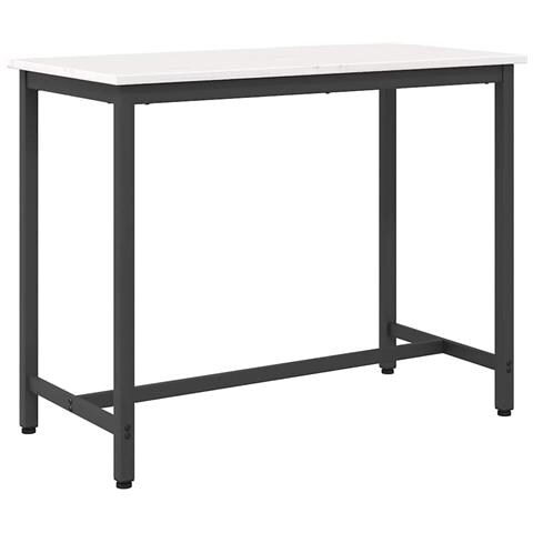 tavolo Bianco 100 x 50 x 77 cm Legno ingegnerizzato e acciaio - Foto 1