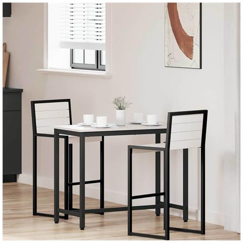 tavolo Bianco 100 x 50 x 77 cm Legno ingegnerizzato e acciaio - Foto 2