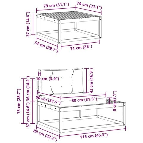 Set di divani da esterno Bianco 79 x 79 x 37 cm Poliestere - Foto 9